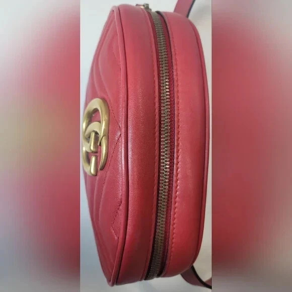 Gucci GG Marmont Red Leather Matelasse Waist Bag/ Shoulder Bag