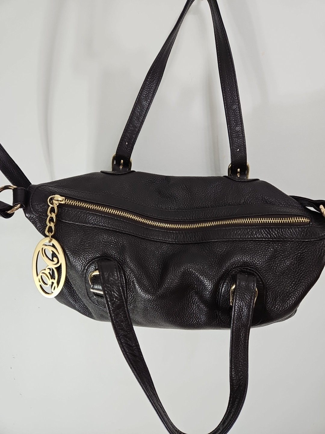 Onna Ehrlich Derin Dark ChocoBrown Leather Satchel Crossbody Top Purse 15x9x3.5