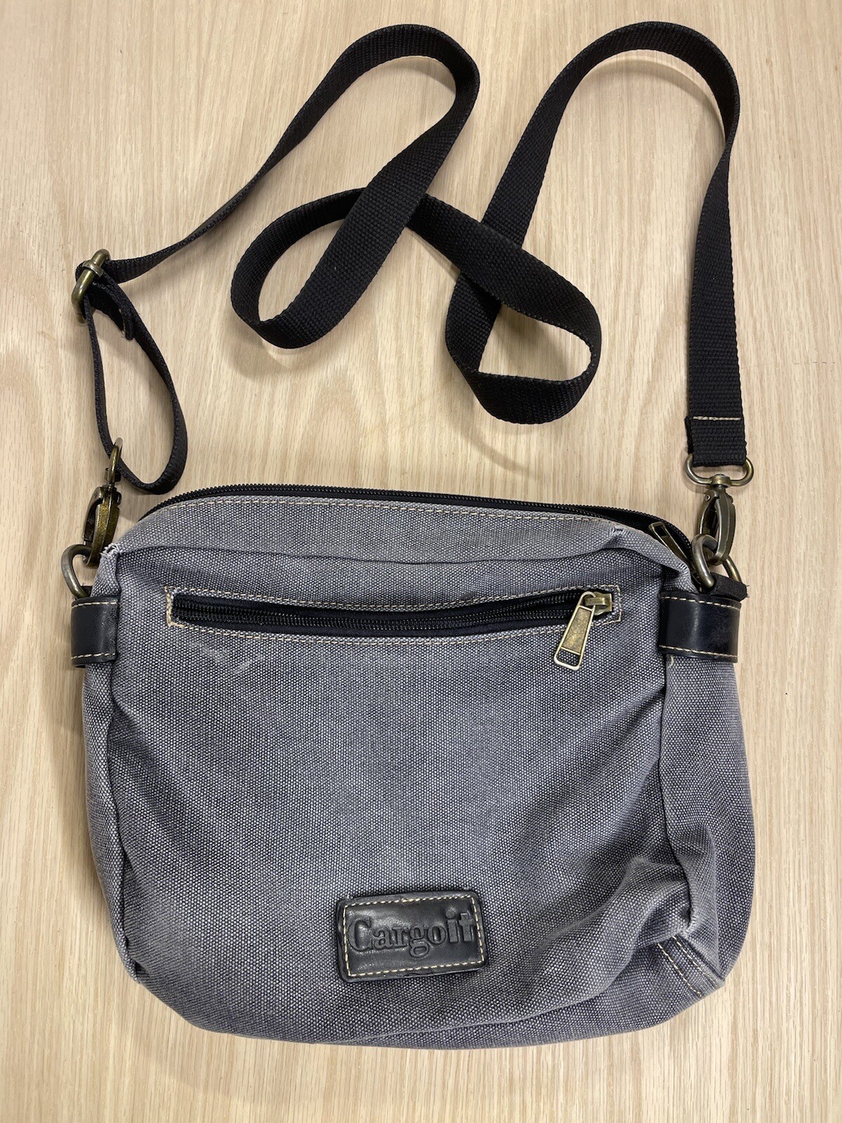 Cargo it Cargoit Distressed Gray Crossbody Purse Canvas Bag