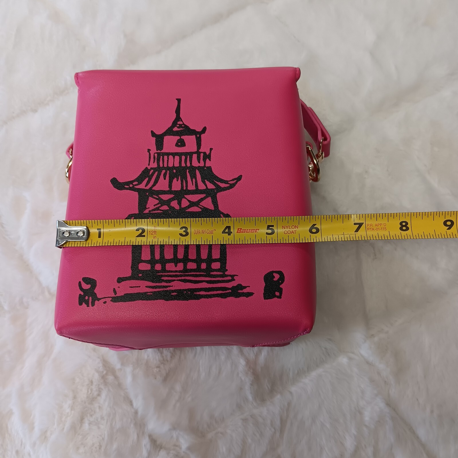 Pink Chinese Take Out Novelty Bag Adjustable Shoulder Strap & Clutch Attachment