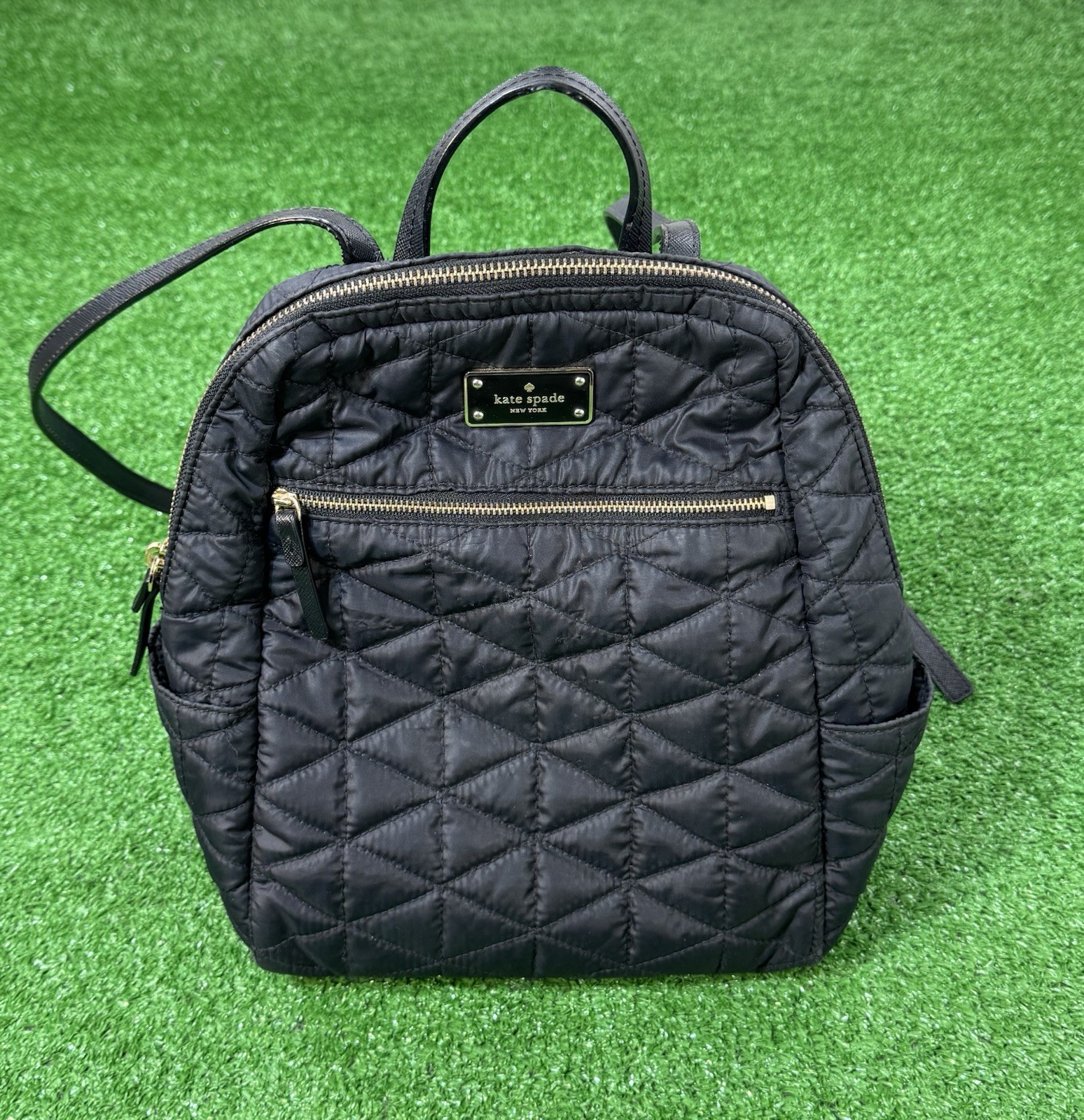 KATE SPADE NY Blake Avenue Hilo Quilted Black Nylon Backpack Bag #WKRU4660