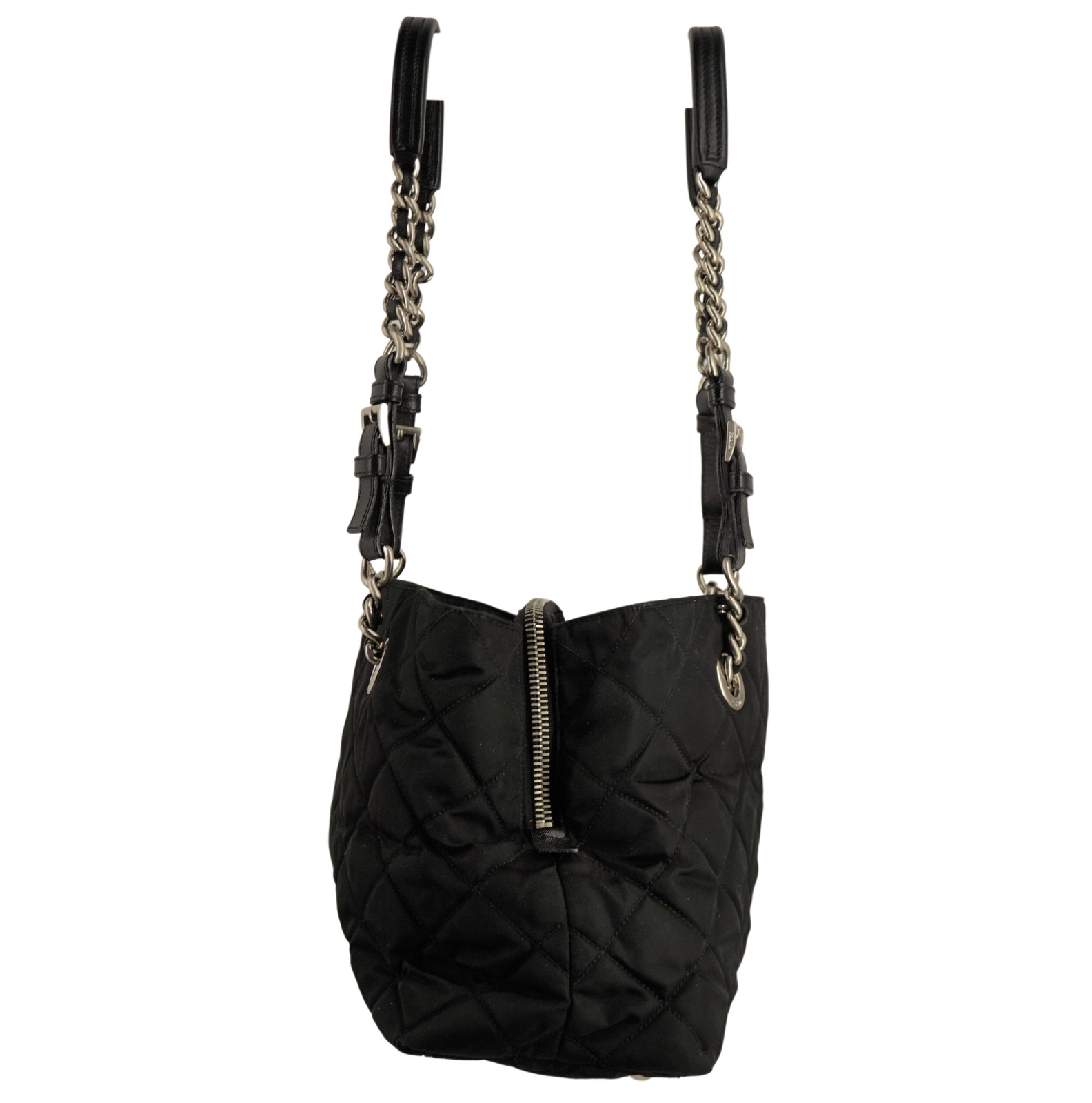 Prada Tessuto Handbag in Quilted Nylon with Chain Straps – Free Shipping USA