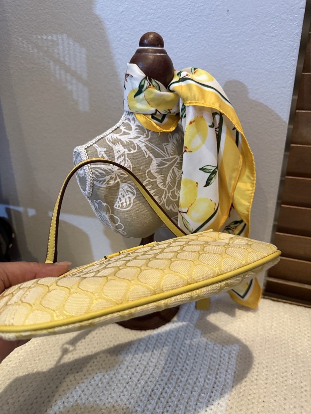Nine West Yellow Small Shoulder Bag Buckle Magnetic Inner Pockets