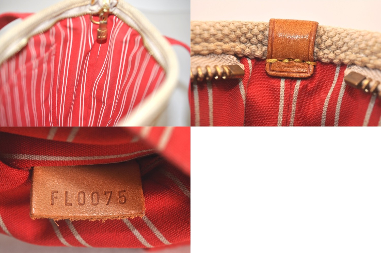 Authentic Louis Vuitton Antigua Cabas PM Hand Bag Beige Red M40038 LV 107AB