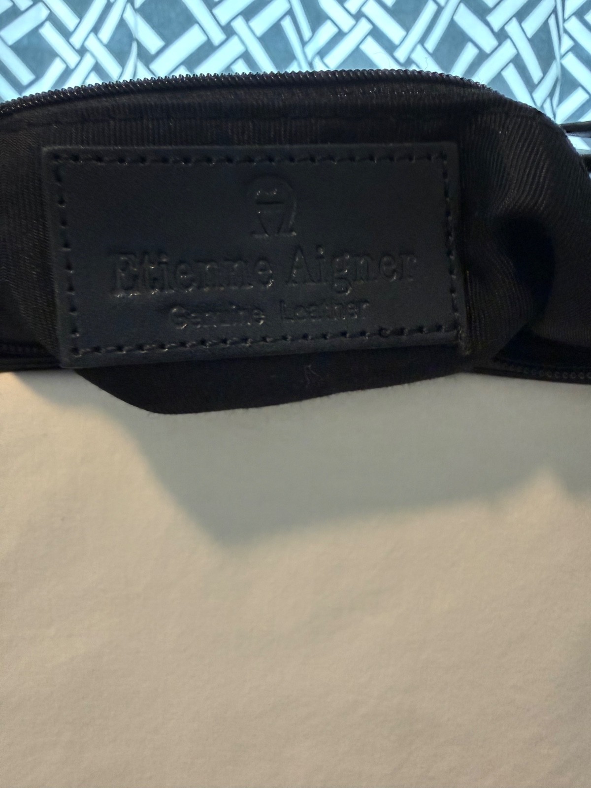 Etienne Aigner Classic Logo Black Leather Shoulder Bag with Silver Tone Hardware