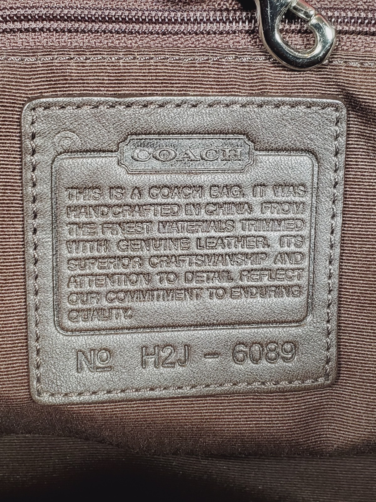 COACH 6089 Signature C Monogram Handbag Tote Red Jacquard Canvas Brown Leather