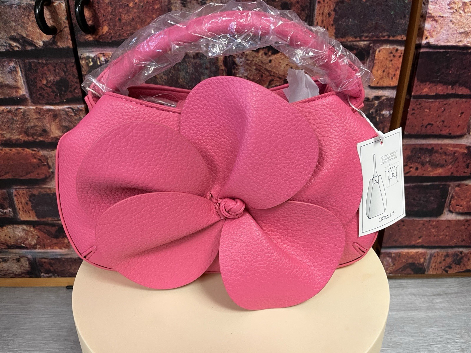 Isabelle Vegan Leather Pink Flower Design Mini Satchel – Brand New Free Shipping