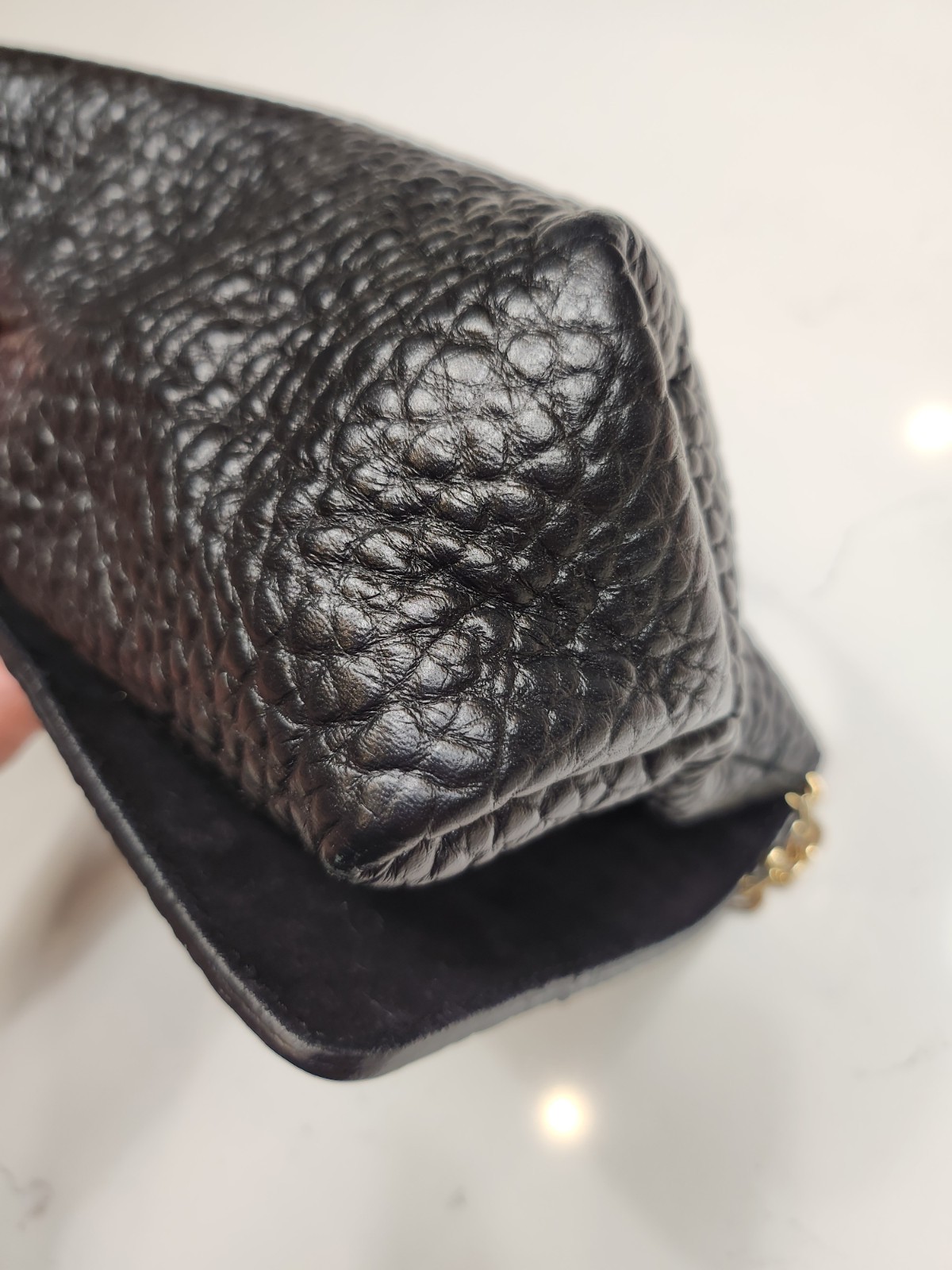Burberry Mildenhall Black Grained Leather Chain Shoulder Bag