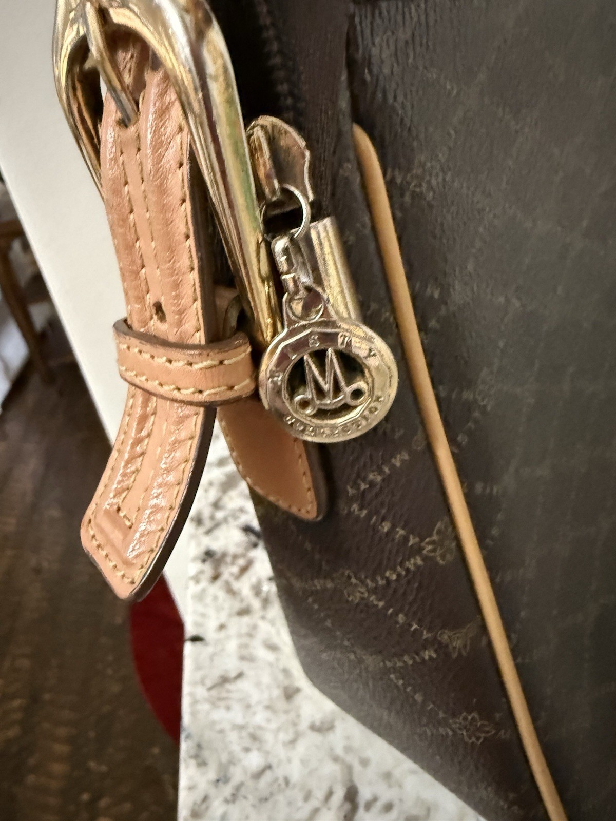Misty Collection USA M&T Brown Zip Gold Hardware Shoulder Bag