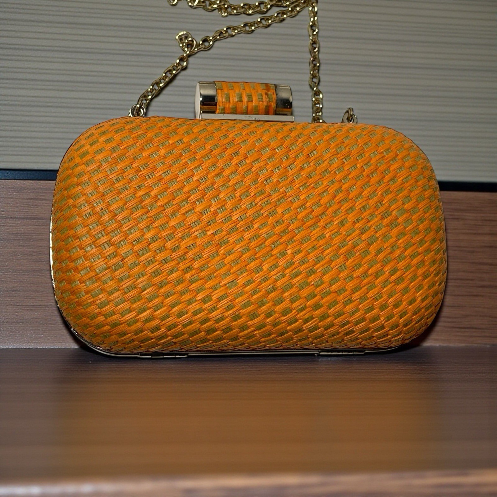 Big Buddha Orange Tan Clutch/Crossbody Dress Bag Pre Owned
