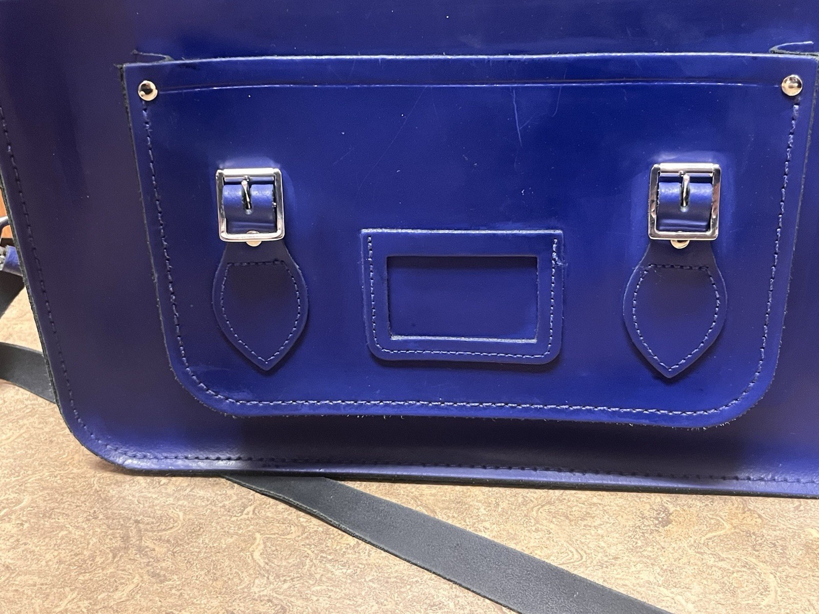 15 inch Cambridge Satchel Batchel rich cobalt blue leather handmade in England