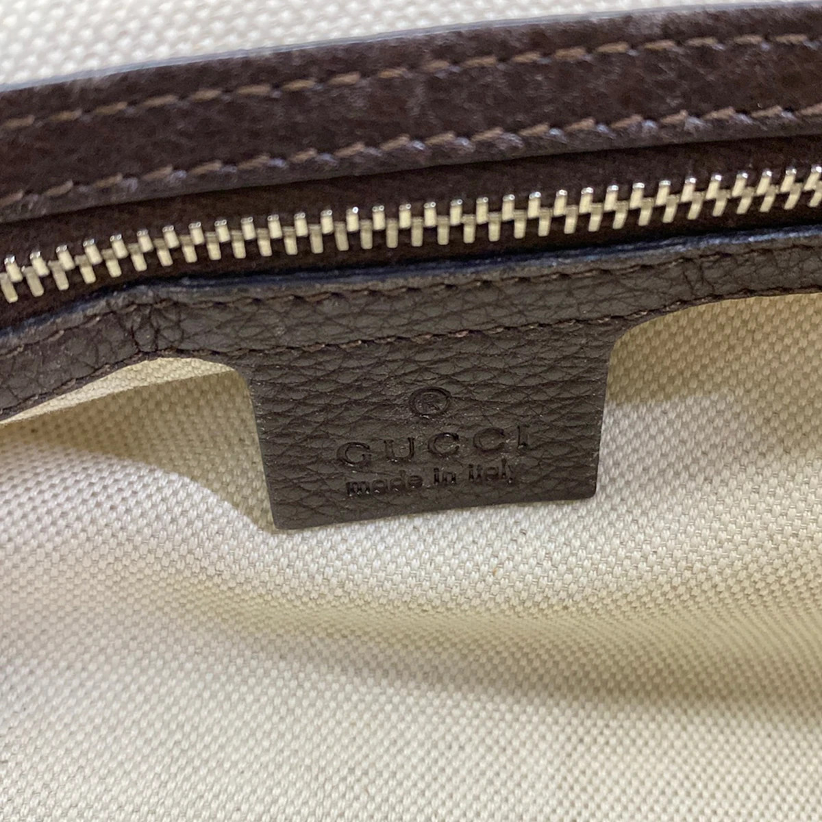 GUCCI GG/Horsebit 240266 Beige Dark Brown Jacquard Leather Shoulder Bag