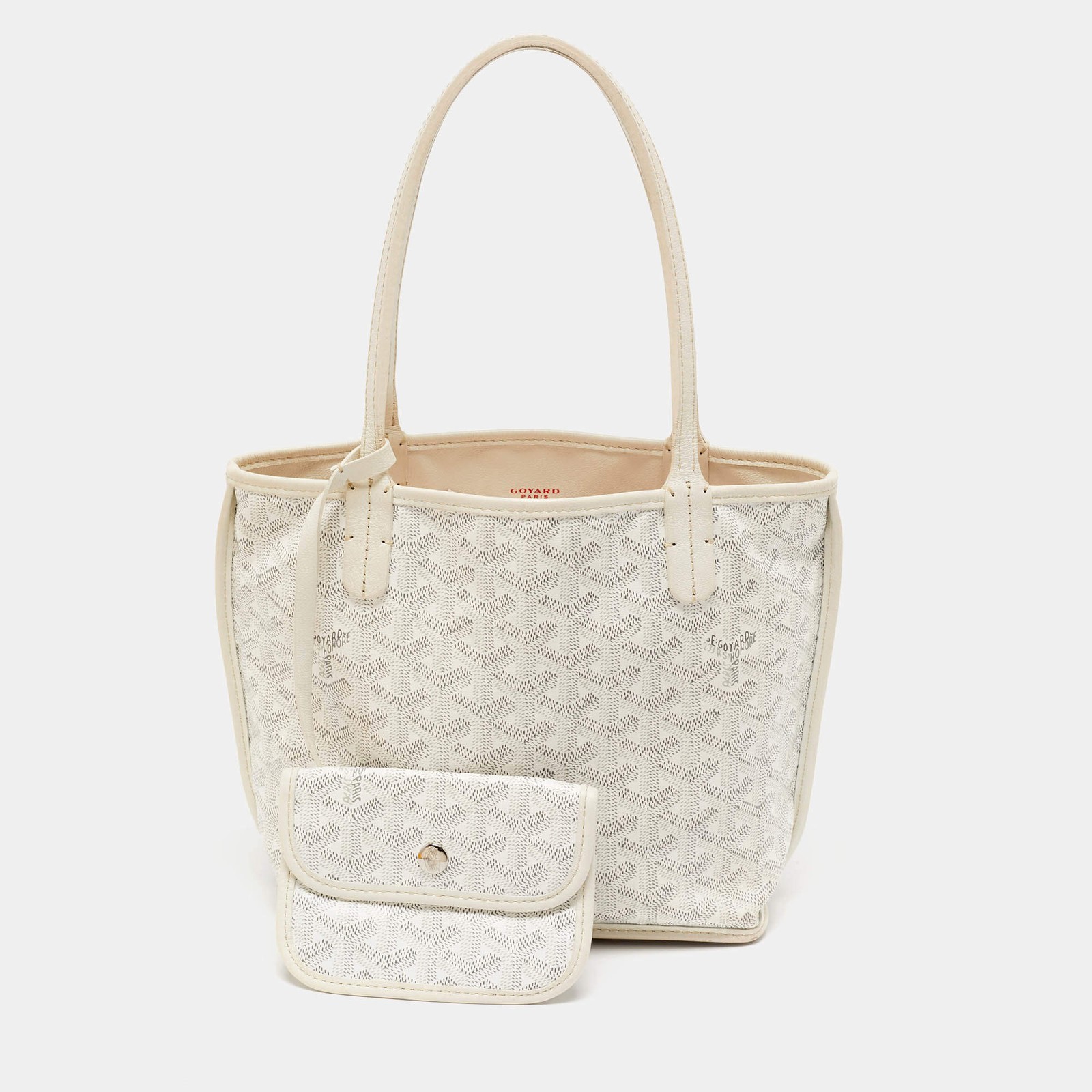 Goyard Anjou Mini Reversible White Goyardine Coated Canvas and Leather Bag
