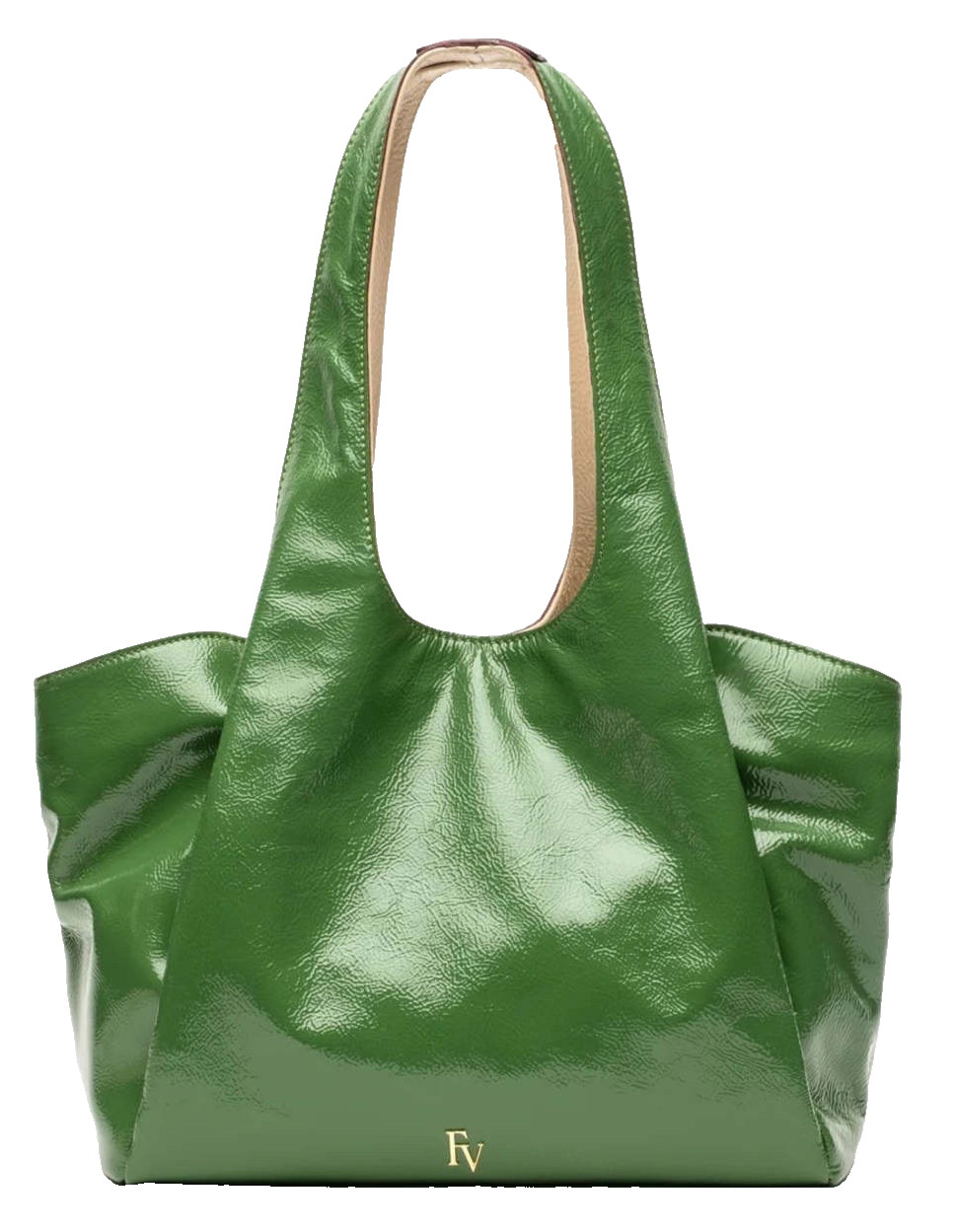 FRANCES VALENTINE Portia Organizer Satchel Patent Crinkled Leather Handbag $698