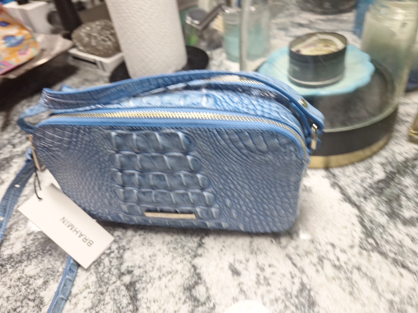 Brahmin Melbourne Collection Aura Blue Danica Crossbody Bag