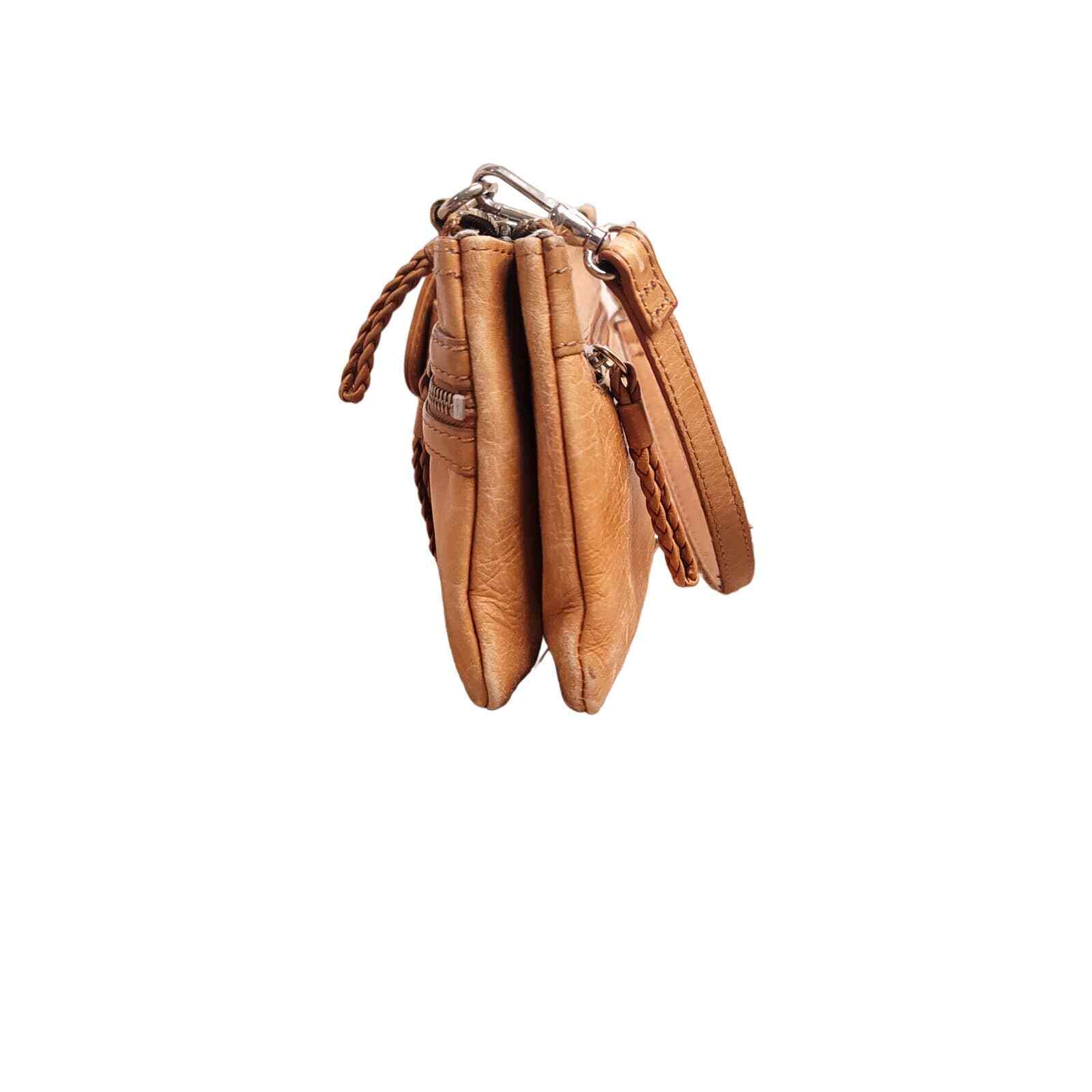 Perlina Multi Pocket Organizer in Tan Soft Cowhide leather Shoulder bag