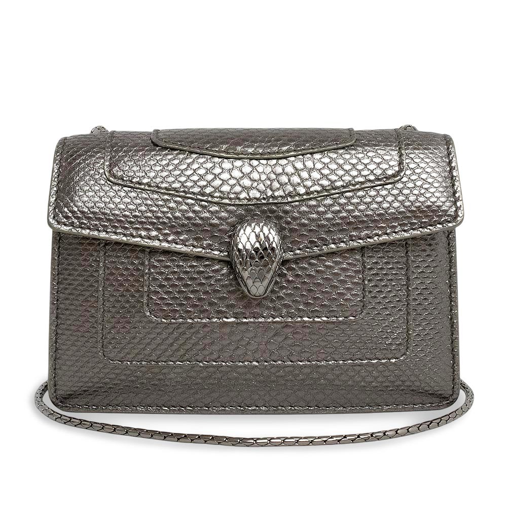 Bvlgari Serpenti Forever Chain Calfskin Gray Shoulder Bag Leather #BCB1132