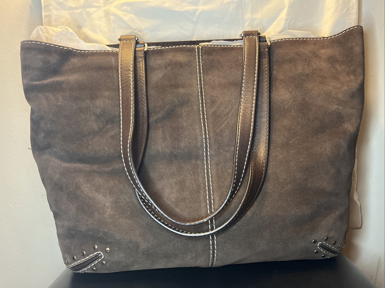 Michael Kors Coffee Brown Suede Leather Tote Bag