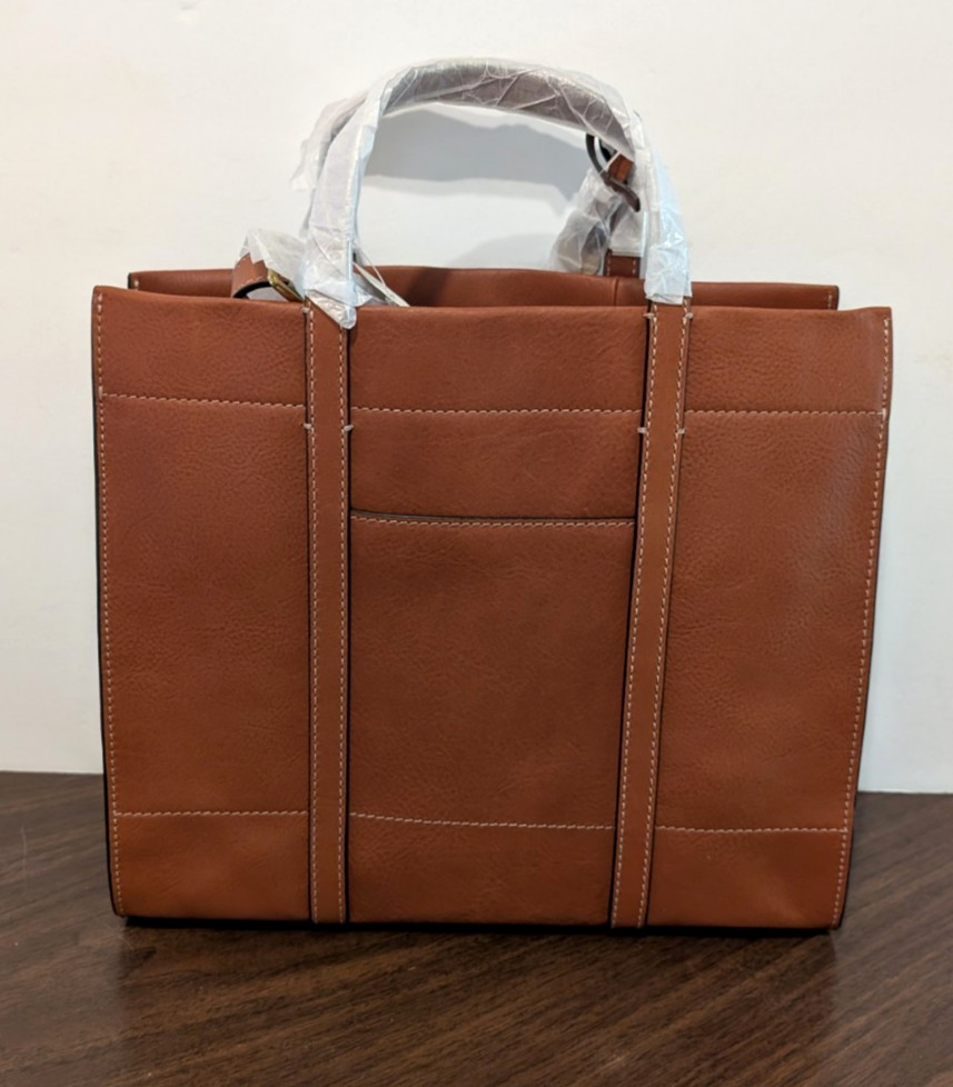 Sophisticated Fossil Carmen Shopper Brandy Handbag ZB7938213 New with Tags