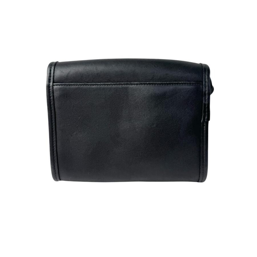 COACH Vintage Black Leather Turn Lock Crossbody Shoulder Bag Women 18.5cm 130cm