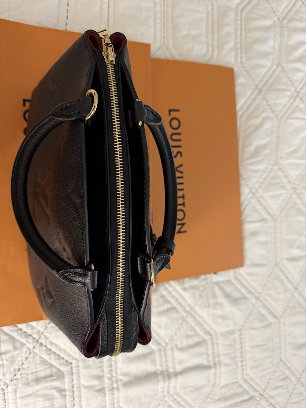 Louis Vuitton Petite Palais Black Monogram Satchel Zip Gold Hardware Lock Keys