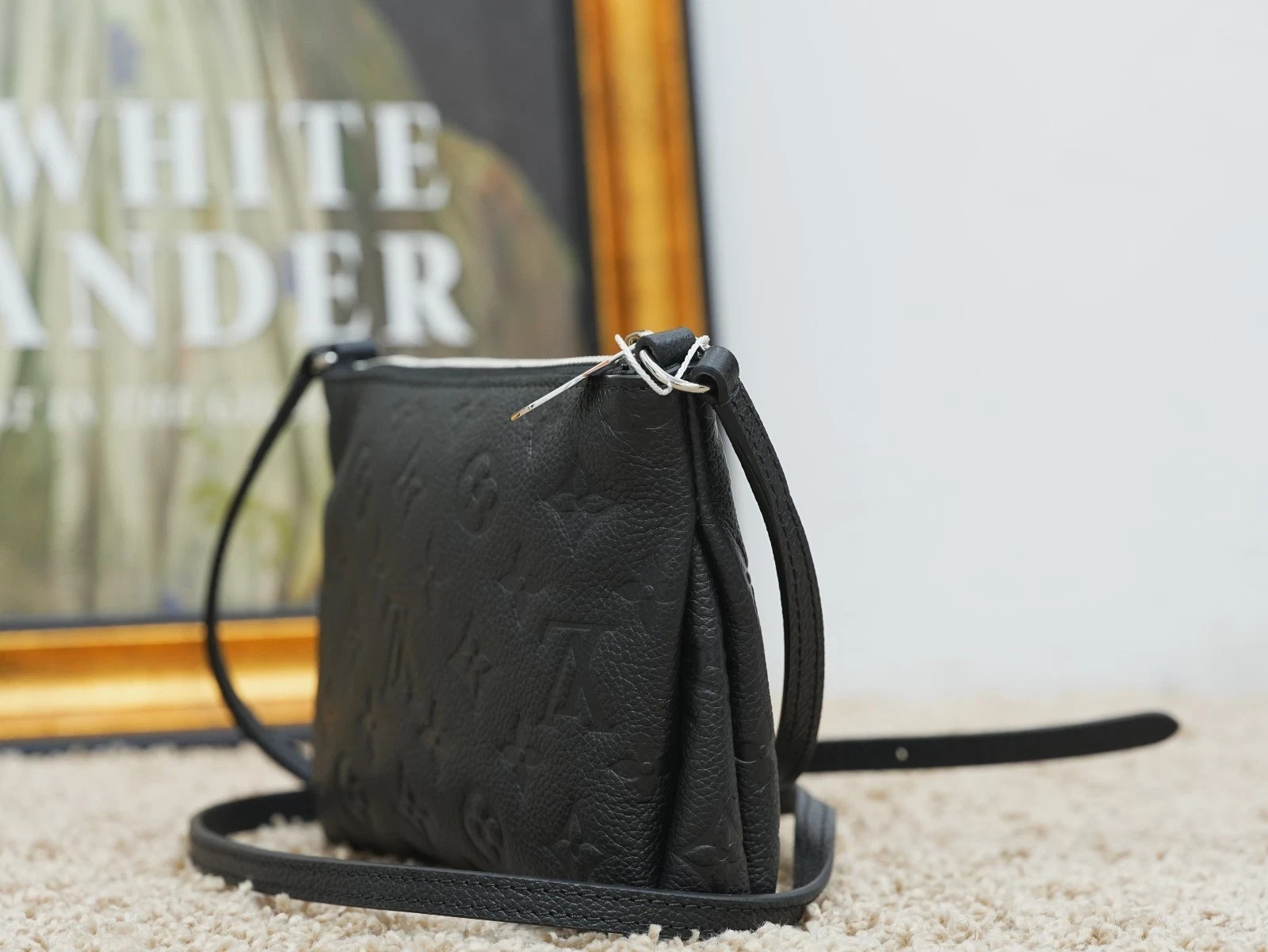 Louis Vuitton Pallas Clutch Monogram Empreinte Black Crossbody Bag SHW Excellent