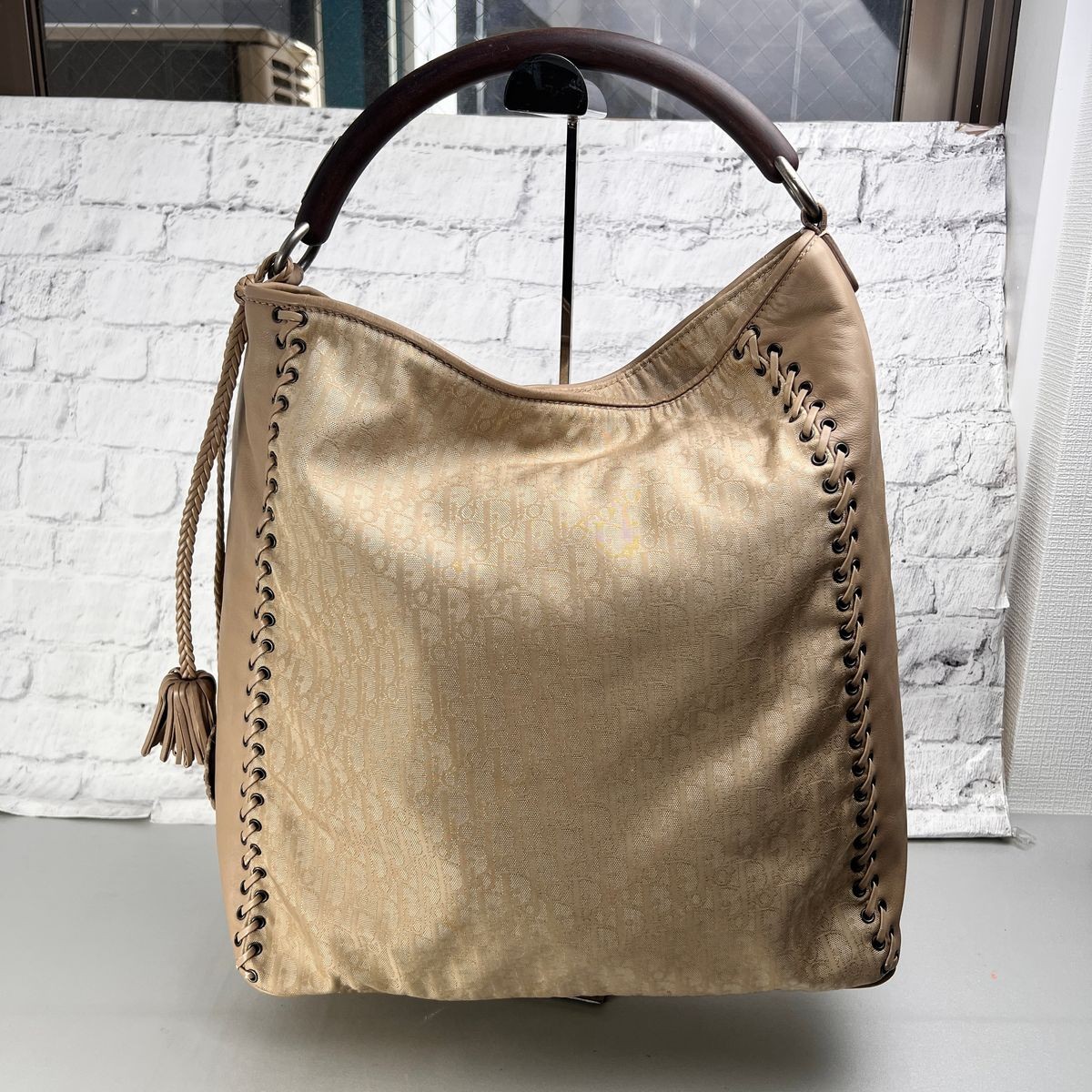 Dior Trotter Leather Handbag Beige rh28709808