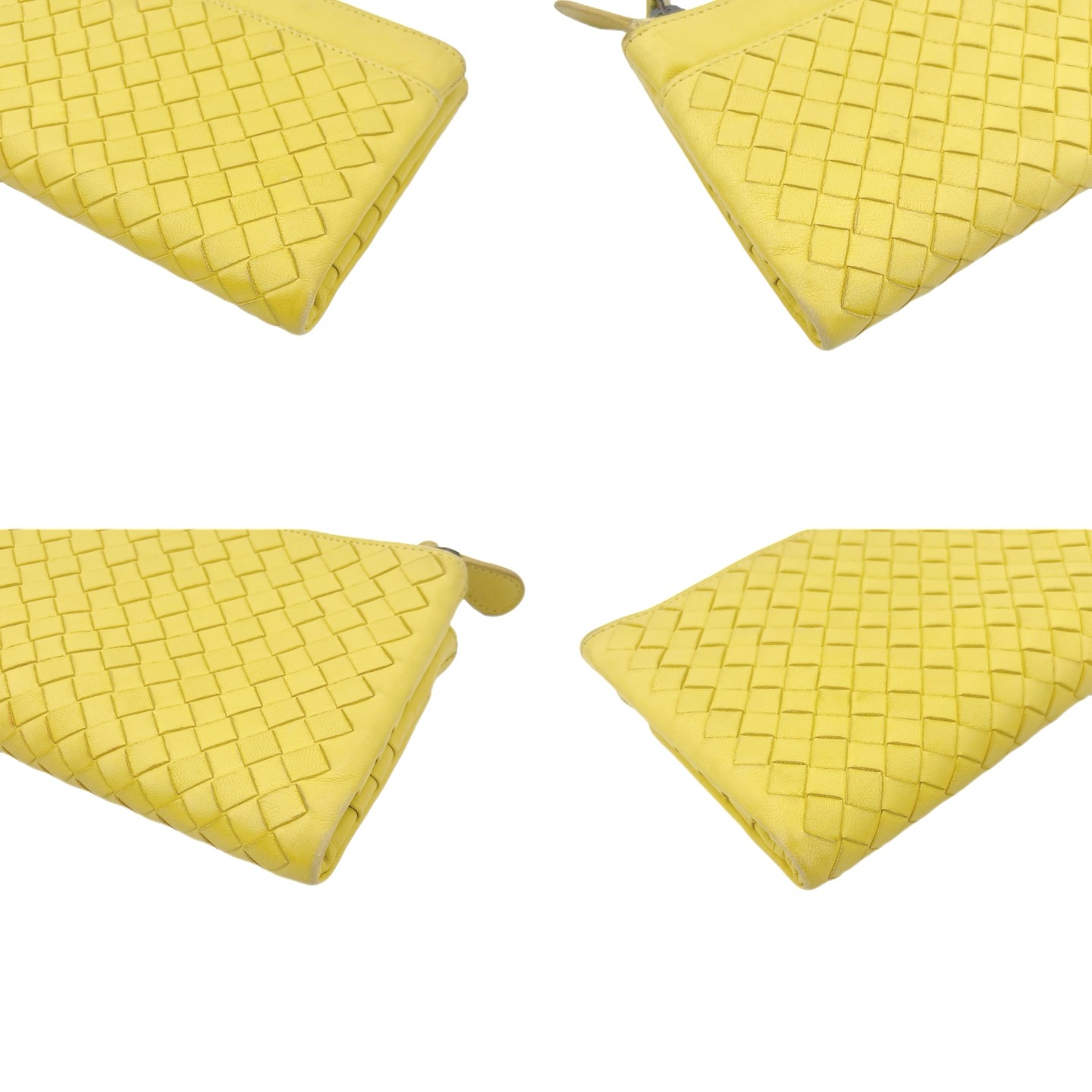 Bottega Veneta Intrecciato Normal Chick Yellow Woven Calf Clutch Wallet US Ship
