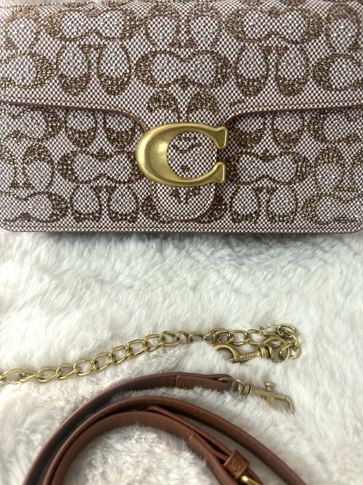 COACH Tabby 26 Crystal Embellished Signature Jacquard Shoulder Bag