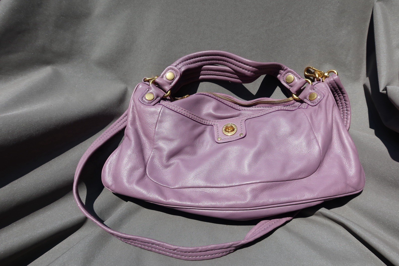 Marc by Marc Jacobs Purple Shoulder Bag Zip Top Detachable Strap Gold Hardware