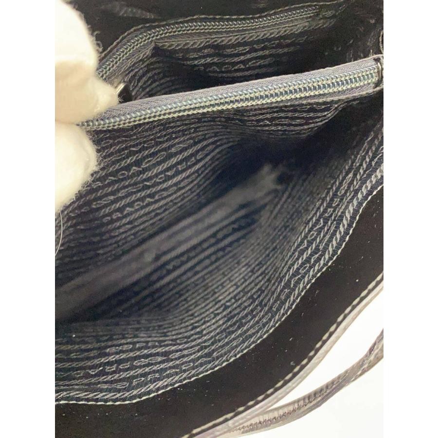 PRADA Enamel Black Handbag Corner Wear Surface Scratches 27.5cm Handles Auth