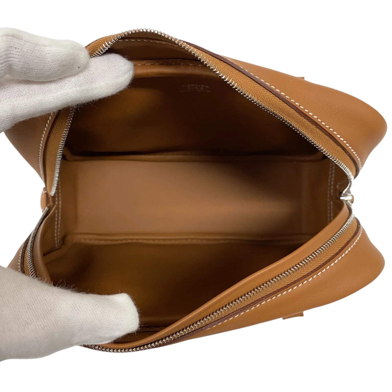 HERMES Plume 20 Gold Swift Leather Handbag #OKB596