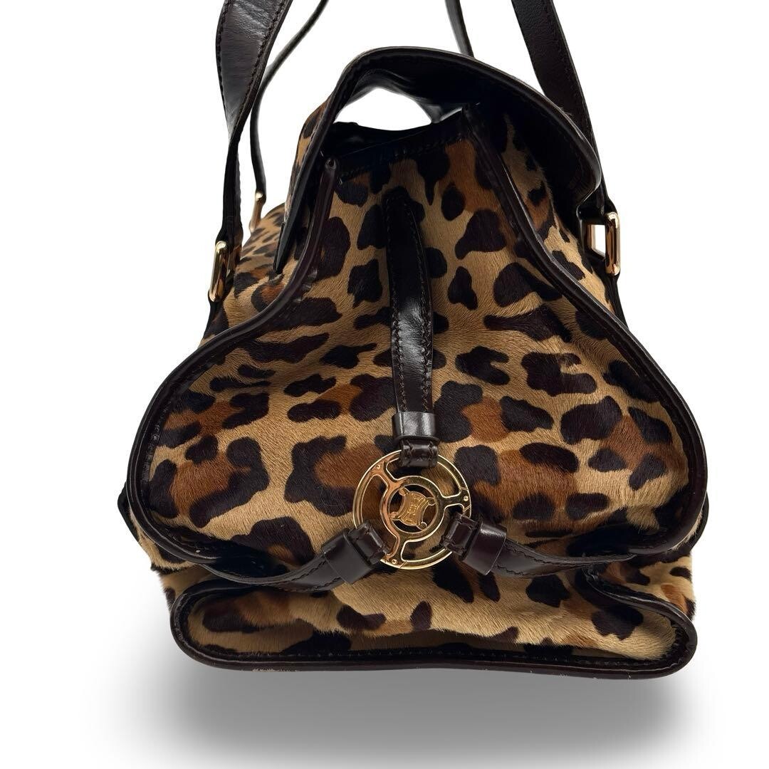 CELINE Tote bag Leopard Triomphe Brown Vintage Authentic From Japan