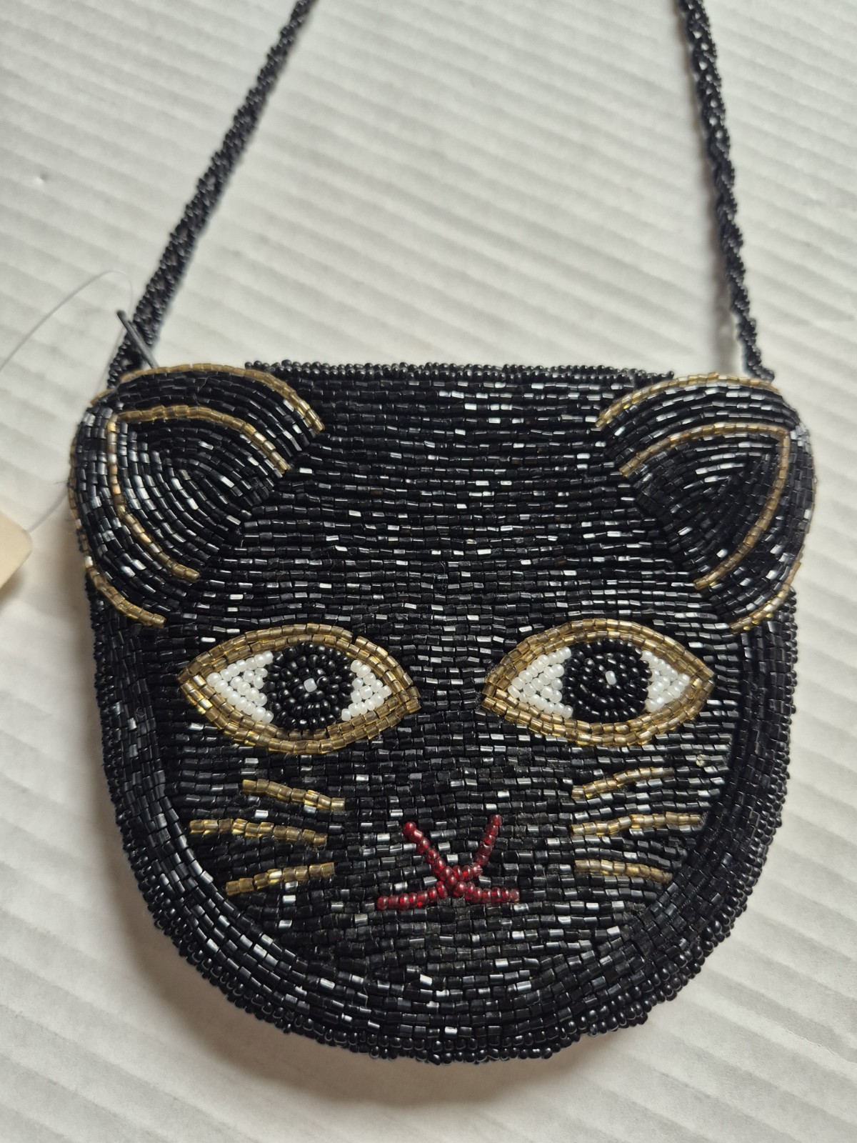 NWT Black Beaded Cat Evening Crossbody Bag Classic Party Cruise