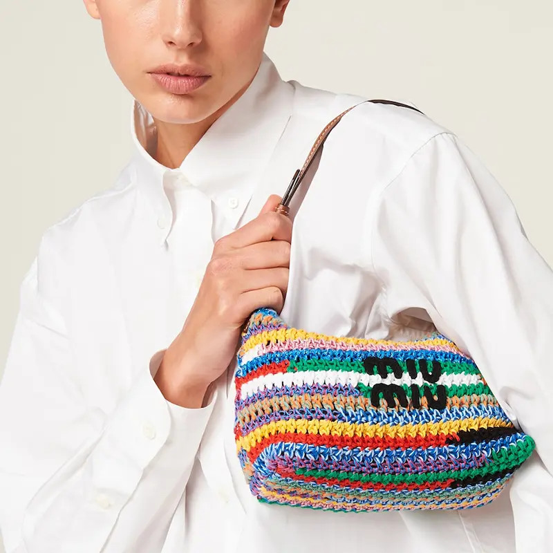 MIU MIU Embroidery Engraved Logo Underarm Bag Handbag Women’s 5.5×7.2×4 in