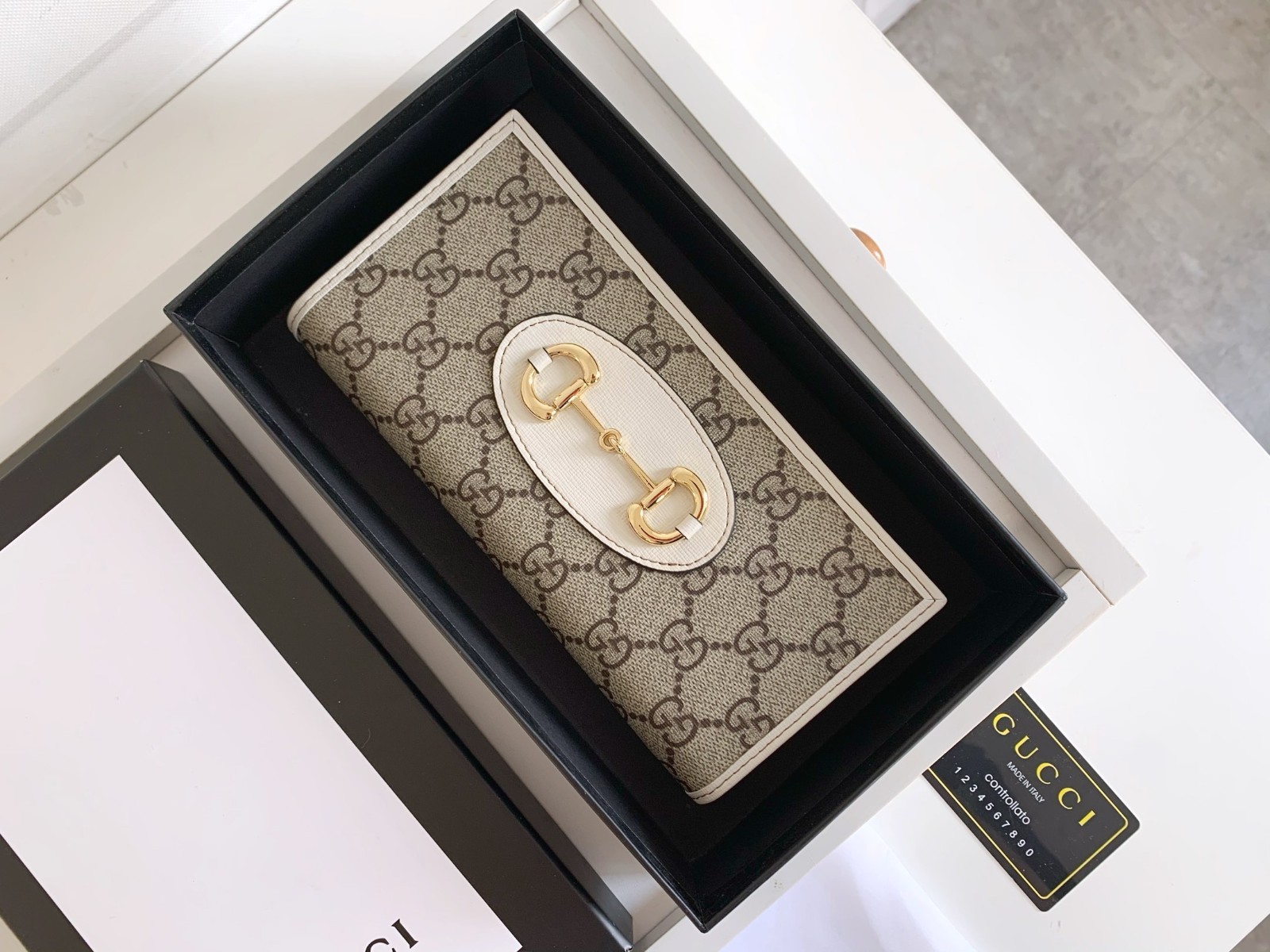 G.G Horsebit Chain Wallet Supreme Beige Crossbody