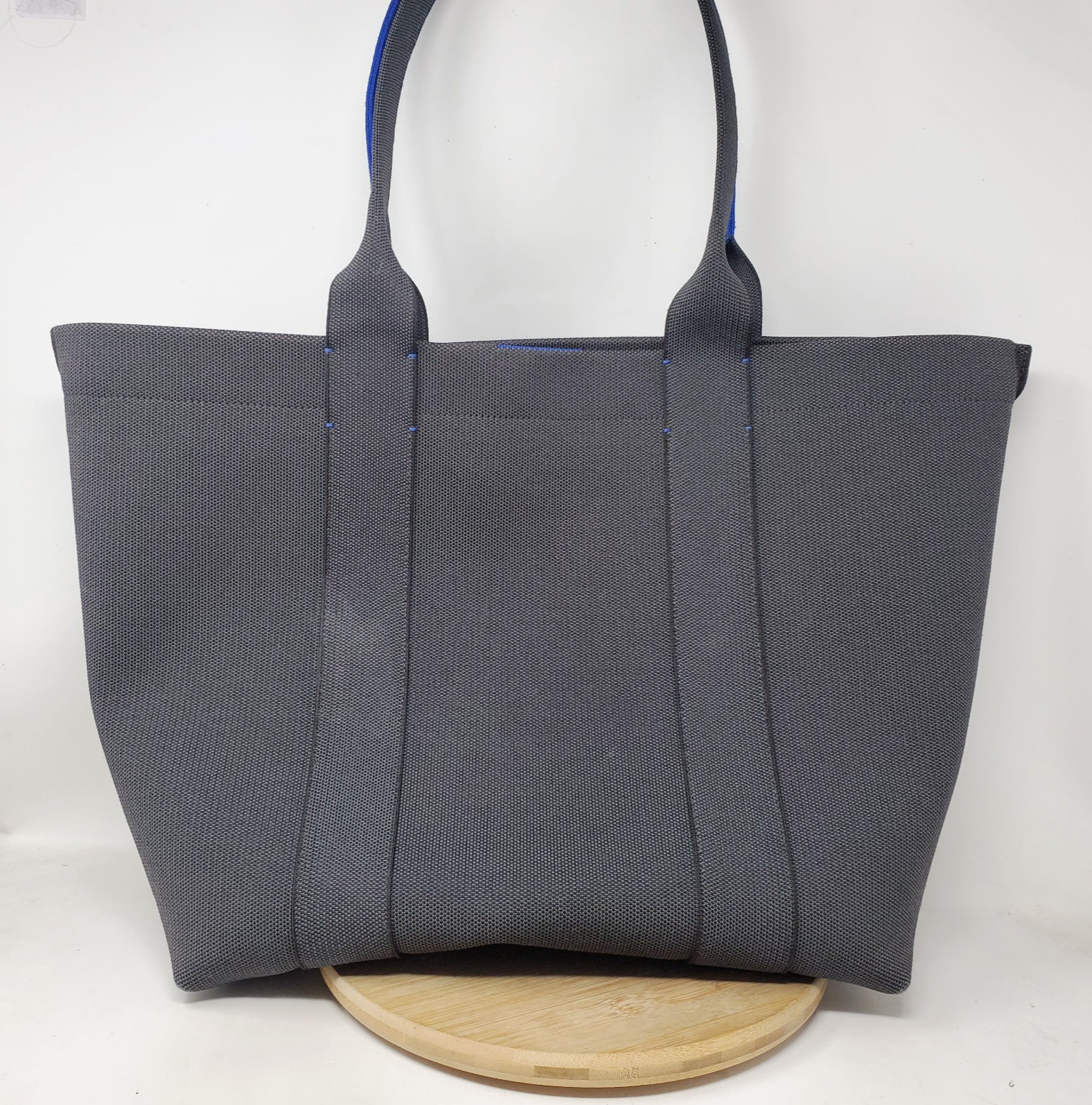 Rothy’s The Essential Tote Dark Grey Blue Trim Large Beach Work Office Bag