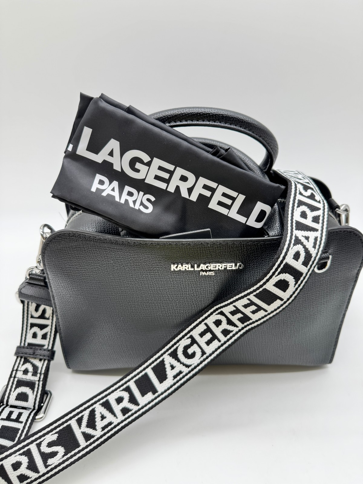 KARL LAGERFELD Maybelle small satchel crossbody + Dust bag BLACK (No charm)