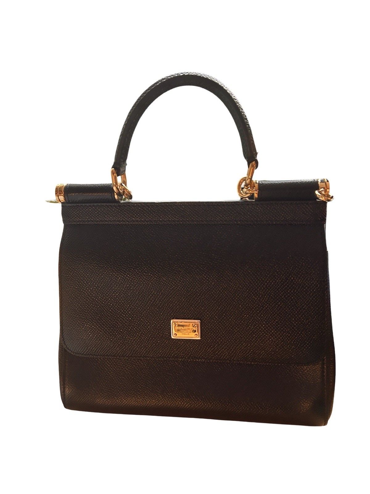Dolce&Gabbana Mini Sicily Dauphine Calfskin Leather Black Top Handle Bag