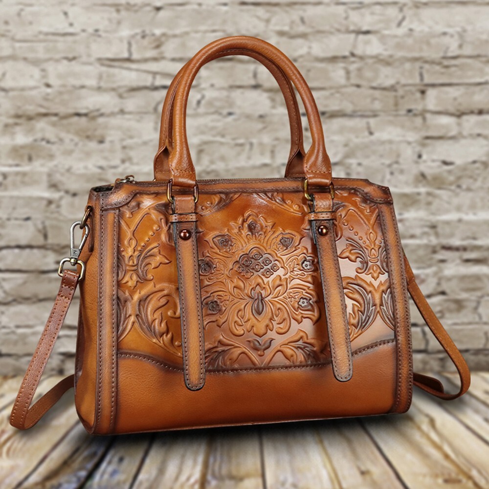 Genuine Leather Satchel for Women Top Handle Bags Purse Vintage Crossbody