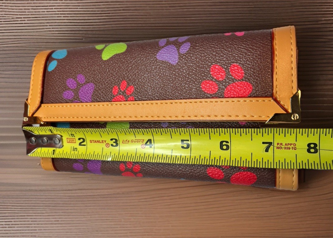 Brown Paw Print Animal Rescue Site Faux Leather Handbag Flaws & Trifold Wallet