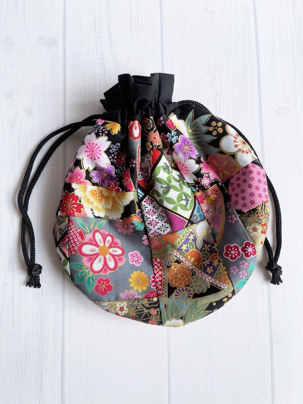 Kimono Mini Pouch, drawstring Pouch, Kimono Patchwork Bag Organizer,