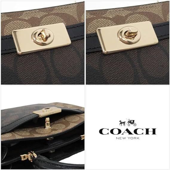 Coach Mini Lane Top Handle In Colorblock Signature Canvas Khaki Brown MultiC8688