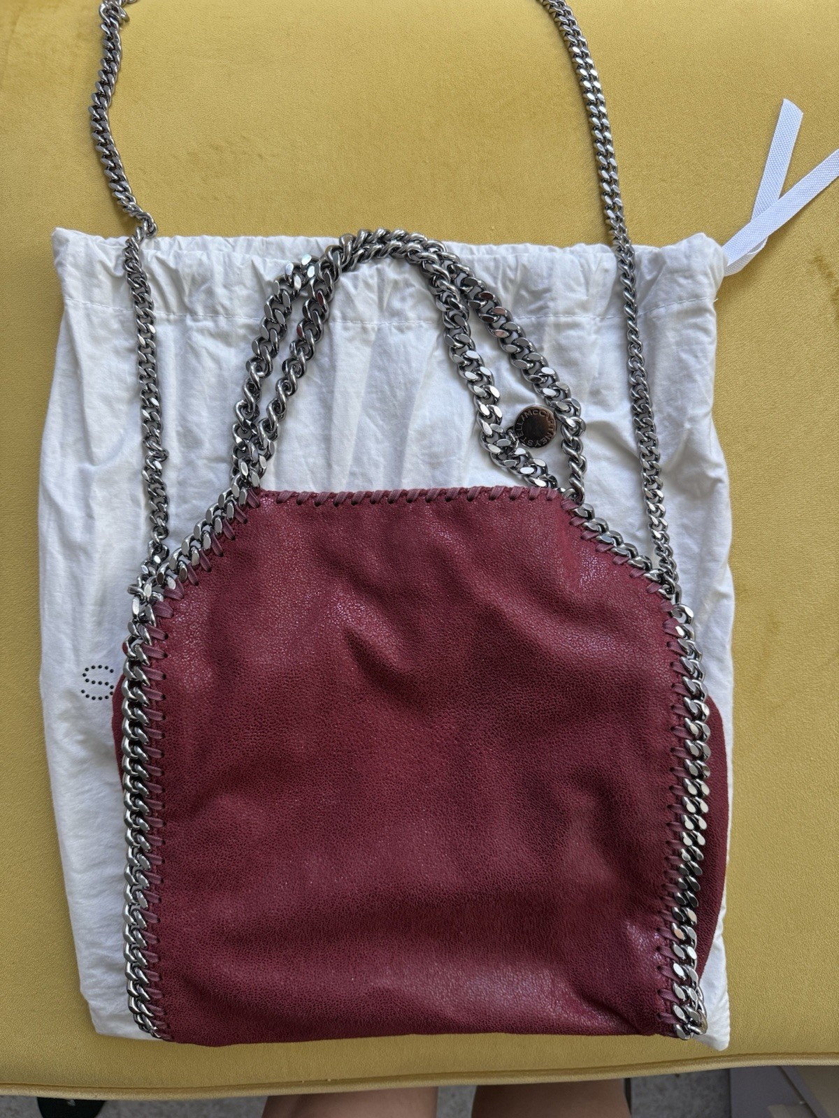 Stella McCartney Falabella Mini Tote Burgundy Chain Strap Magnetic w Dust Bag