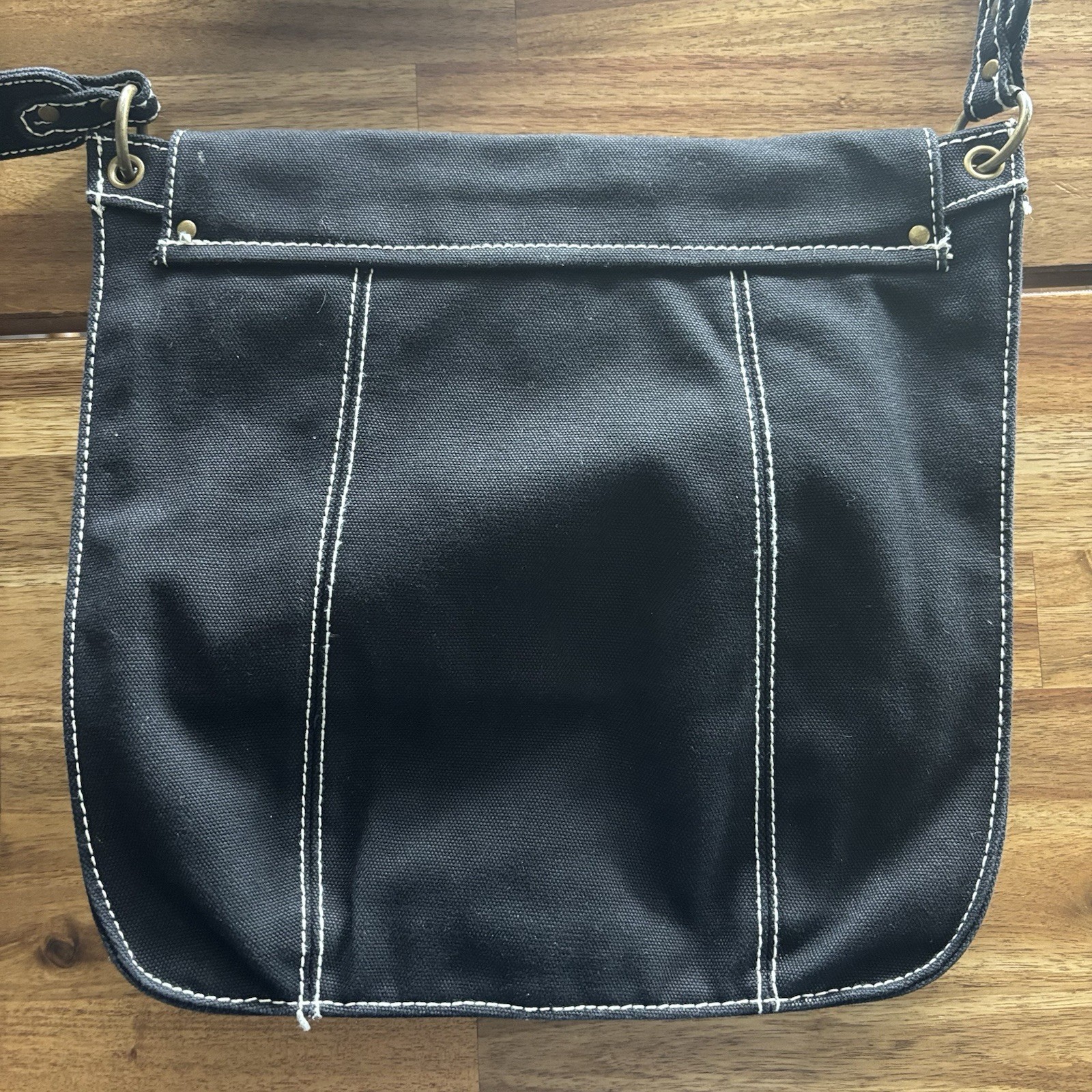 Y2K GAP Purse Black Canvas White Stitching Cargo Shoulder Bag Crossbody Grunge
