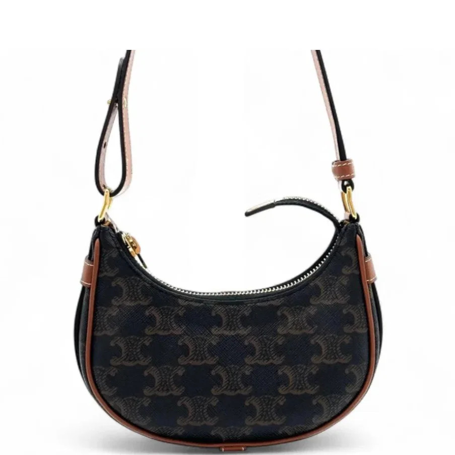 Celine Mini Ava Shoulder Bag Black Brown Triomphe (zz071326a5r)