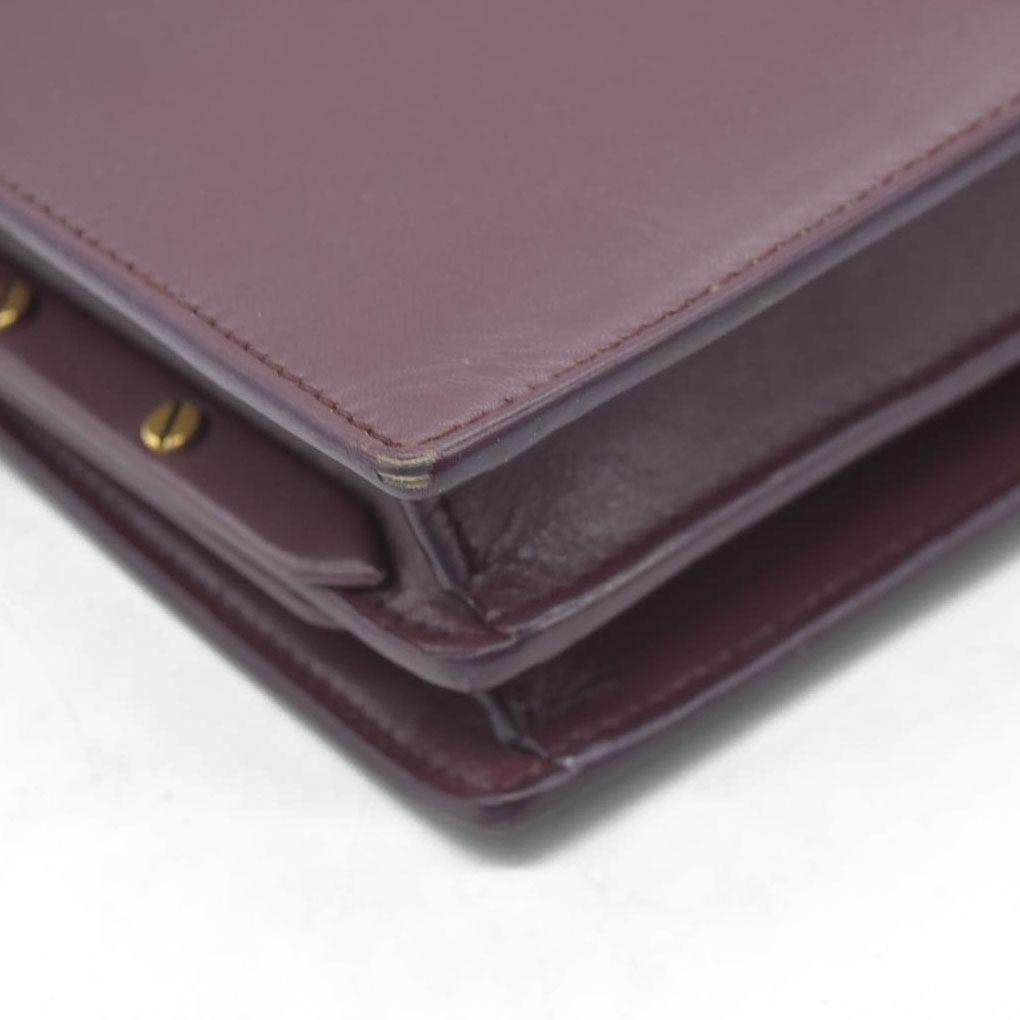 $2550 Saint Laurent Smooth Calfskin Monogram Cassandra Clasp Bag Burgundy