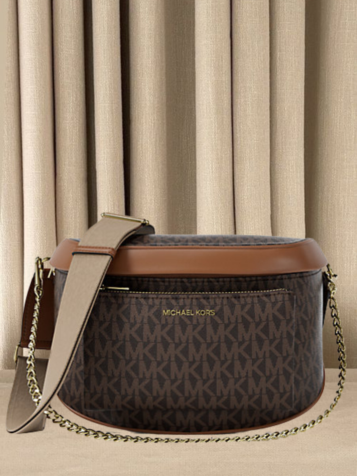Michael Kors Slater Women Medium Signature Logo Chain Sling Pack Crossbody Bag
