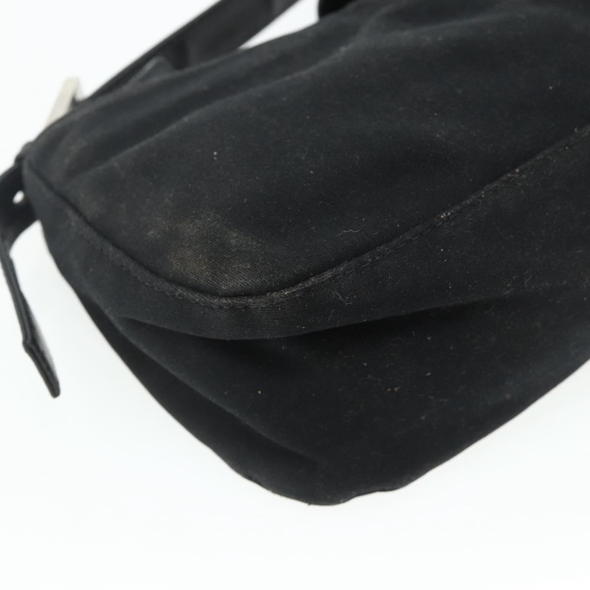 FENDI Mamma Baguette Shoulder Bag Nylon Black Silver Auth bs35060