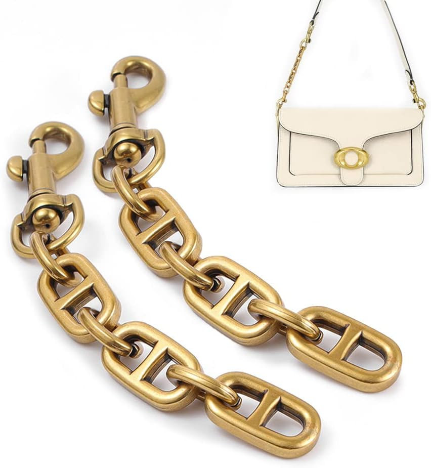 2 Pack Antique Gold Purse Strap Extender Chain 4.7in Shoulder Bag Chain Extensio